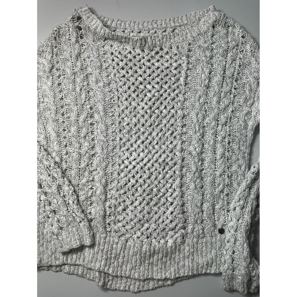 Abercrombie & Fitch Gray Marled Open Knit Cable Sweater Womens XS/S